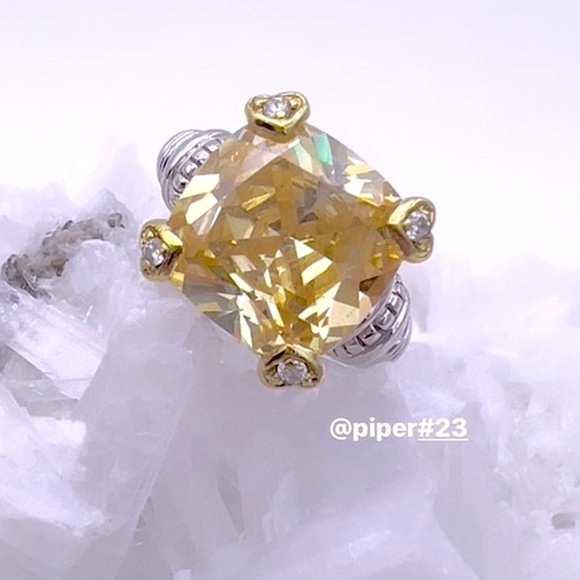 Judith Ripka Canary Crystal & Diamond JR TWO Fontaine Cocktail Ring - 7 - Picture 4 of 11